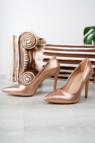 Stiletto Büyük Numara Bayan Ayakkabısı Bronz