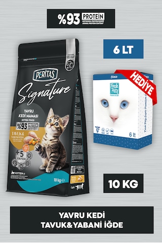 Peritas Signature Tavuklu Yavru Kedi Maması 10 Kg Fresh Paty Clinic 6 Lt Kum Hediyeli