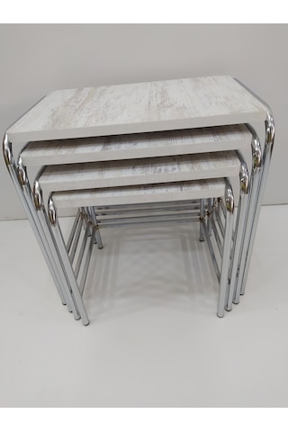 Zigon Sehpa 4'Lü Metal Model Transmisyon Nikelaj Ayak Ahşap Merme (422100587)