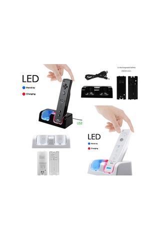 Xiyyadms Wii Kumanda Şarj İstasyonu - 2 Adet 2800mah Pil Ve Hızlı Şarj Desteği Beyaz