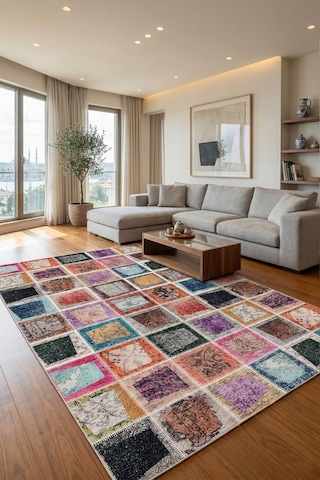 Patara Makinede Yıkanabilir Kaymaz Taban Leke Tutmaz Dijital Salon Halısı Mutfak Halısı Ve Yolluk Renkli
