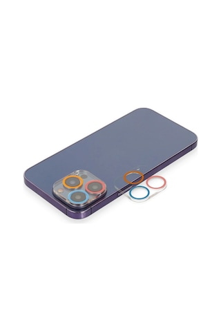 Newface Apple iPhone Uyumlu 12 Pro Max Renkli Kamera Lens Koruma Cam Semeglbl - 48 - Pembe-mavi
