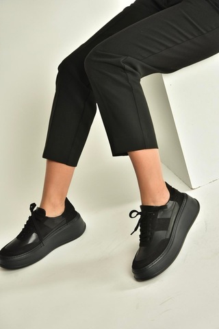 Fox Shoes V274949109 Siyah Kalın Tabanlı Spor Ayakkabı Sneakers Siyah