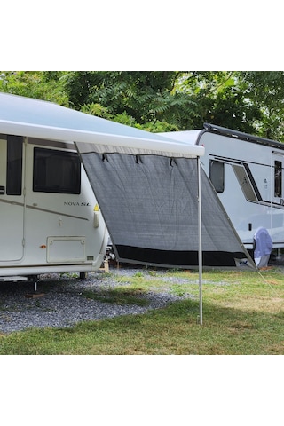 2k Karavan Gri Plus Tek Yön, Karavan Tentesi Yan Uzatma Gölgelik Perde