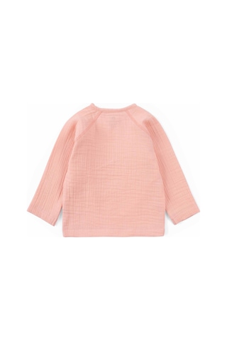 Kruvaze Yaka Müslin Bebek Ceketi Pembe Organik Pamuk Pembe