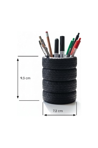 Lastik Kalem Tutucu, Kalemlik, Tire Shape Pen Holder, Şık Masa Üstü Pratik Organizer