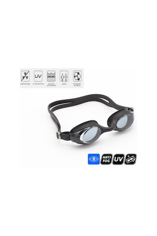 Yetişkin Yüzücü Deniz Gözlüğü Anti Fog Buğulanma Yapmaz Uv Koruma Siyah