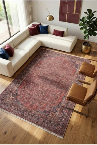 Dekoratif Halı Kaymaz Taban Leke Tutmaz Yıkanabilir Kilim Özel Ölçü Salon Halısı 3042
