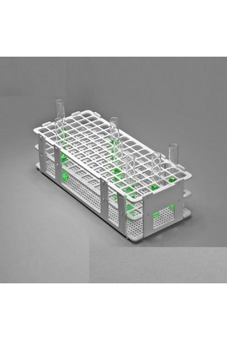 Borox Tüp Standı 90 Tüplük Plastik Deney Tüpü Sporu Beyaz 13 MM Çap