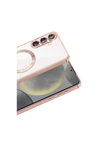 Samsung Galaxy S26 Plus Uyumlu Kılıf Kamera Lens Koruyuculu Magsafe Özellikli Telefon Kılıfı Kapak Rose Gold