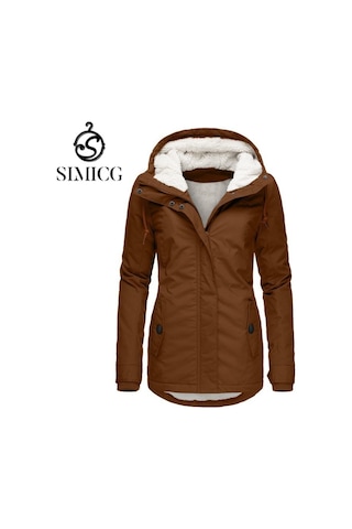 Yeni Kadın Düz Renk Polar Ceket Kahverengi Kahverengi