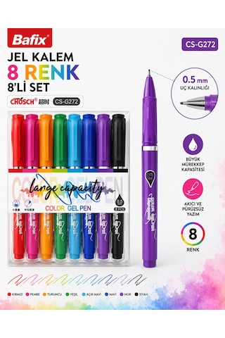 Bafix Chosch Cs-g272 Jel Kalem 0.5 Mm 8 Renk 8 Li Set Çok Renkli