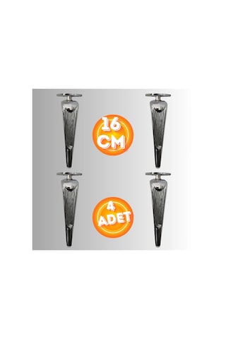 16 Cm Metal Klas Koltuk Ayağı Mobilya Ayağı Ünite Ayağı Konsol Ayağı Puf Berjer Ayağı 4 Adet Krom