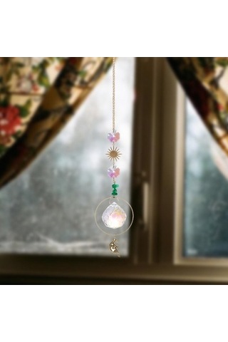 Lijinxu Magideal Kristal Asılı Güneş Kolye Işık Alıcı Ev Dekorasyonu Yeşil