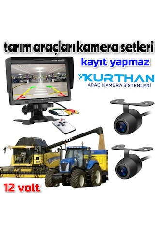 2 Adet Kelebek Kamera 7 İnç Monitör Seti Kayıtsız 12 Volt