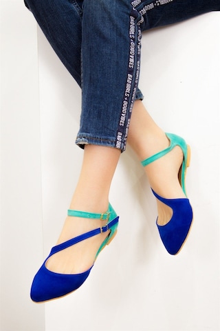 Fox Shoes Saks Mavi/su Yeşili Kadın Babet D726016902 Saks Mavi - Su Yeşili