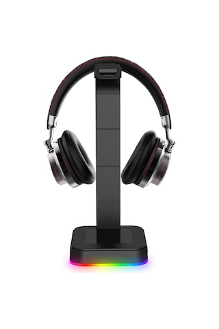 Sones Rgbd9 Rgb Kulaklık Standı Renk Değiştiren Oyuncu Kulaklığı Standı Çift Usb Bağlantı Noktalı Oyuncu Kulaklığı Ekran Standı Siyah