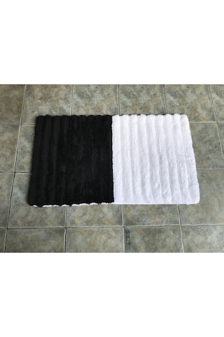 Home Butik Banyo Paspası 60x100 CM Beyaz - Siyah