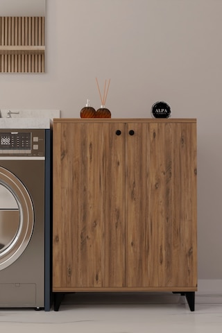 Çok Amaçlı Banyo & Çamaşır Odası Dolabı, Ayarlanabilir Raflı, Kapaklı Modern Banyo Dolabı Atlantik Çam