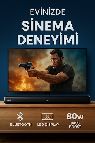 Hepu Hp-tv05 80w Güçlü Bluetooth Soundbar Led Display, Aux/usb/tf, Hd Arc , Kumandalı