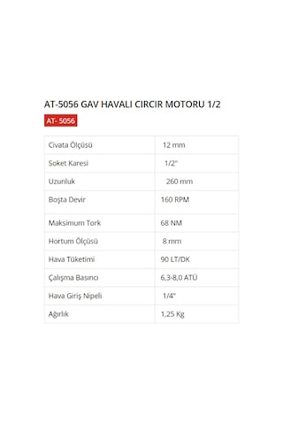 Gav At-5056 1/2 Havalı Cırcır N11.3350