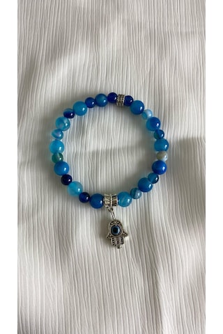 Özel Tasarım Mavi Akik Bileklik Mavi