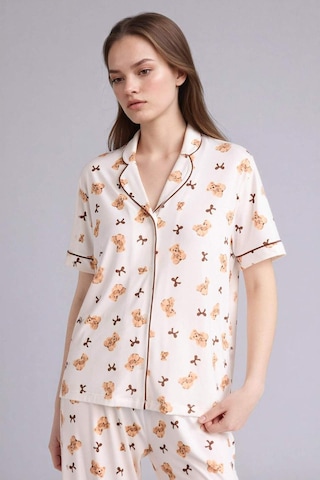 Defacto Softshell Ayıcıklı Pijama Takımı Üst Alt G7965ax26sper98 Ekru-er98