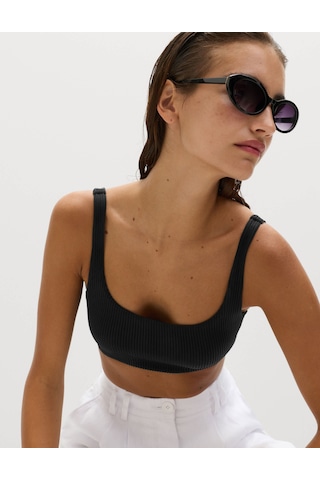 Marks & Spencer Dokulu Scoop Yaka Bikini Üstü T52001197B Siyah