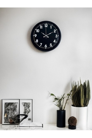 36 Cm Siyah Modern Duvar Saati Çok Renkli