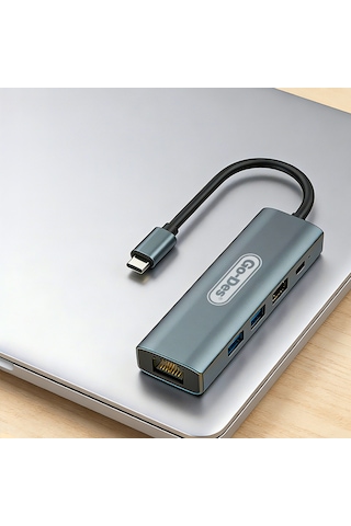 Go Des Gd-6873 Type-c To Hdtv 5in1 8k Dönüştürücü Adaptör Gri