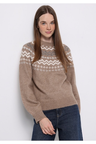 Colin's Colins Regular Fit Turtle Neck Baskılı Kadın Bej Kazak Cl1076626 Q1.v1 Lbr Light Brown