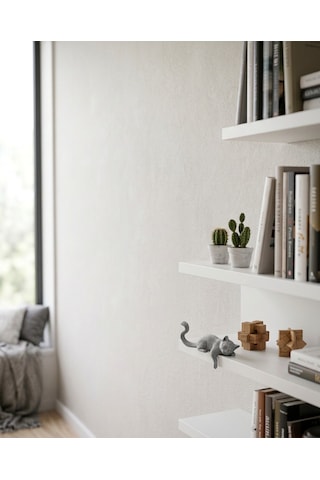 Minimalist Tasarım Uykucu Gri Kedi Biblosu Kitaplık & Masa Kenarı Süsü
