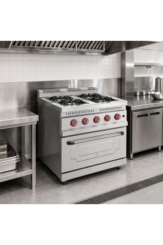 Silverinox Doğalgazlı 4 Ocak 1 Fırın Kapasiteli Kuzine 100x100 Cm Diğer