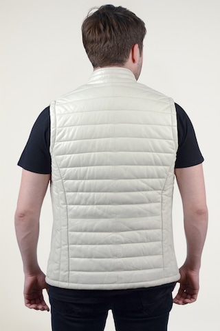 Derije Ramos Hakiki Deri Erkek Ekru Şişme Yelek