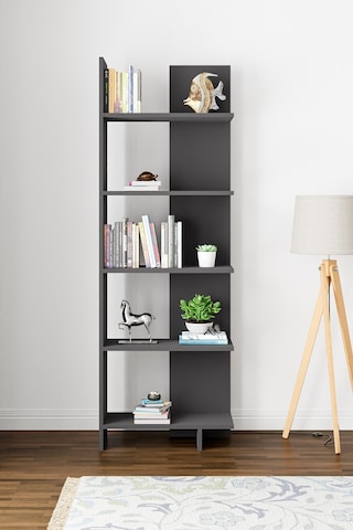 Asimetrik Beş Raflı Kitaplık Antrasit Gri