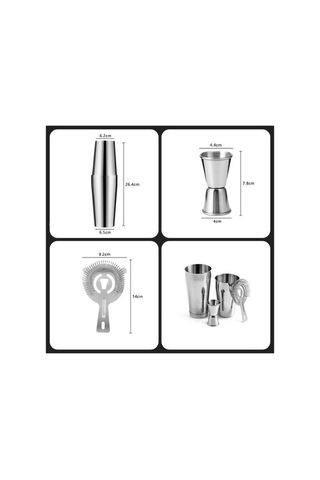 Maoyaya Lichen 4 Parça Paslanmaz Çelik Mikser Seti, Bar & Kokteyl Hazırlama Seti