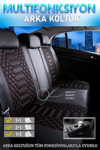Ackstore Yarı Deri Oto Koltuk Kılıfı Cepli 5li Tam Set Hyundai Accent Era İle Uyumlu