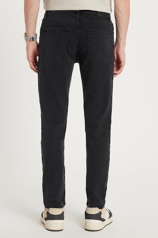 Tudors Erkek Slim Fit Yıkamalı Taşlamalı Esnek Kot Düz Paça Tapered Siyah Pantolon-34827 Siyah
