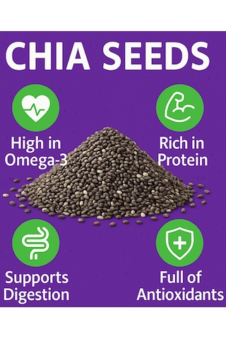 Trend Food Chia Tohumu 500 G Yüksek Lif & Omega 3 İçerikli %100 Bitkisel Süper Gıda Vegan Gluten Free