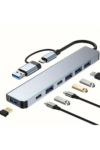 8 İn 1 Usb Çevirici Notebook Macbook Type-c Uyumlu Görüntü Aktarıcı Hub 5332