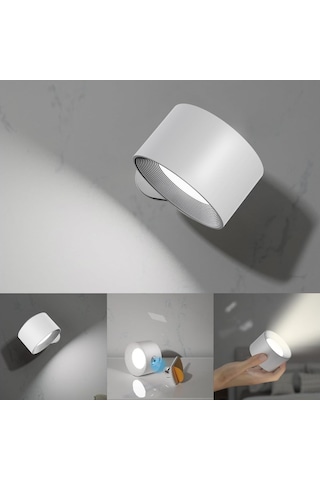 Padalink Usb Şarjlı Led Duvar Lambası, Dokunmatik Işıklık Ayarı, 360 Döner, Manyetik Taşınabilir Gece Lambası 2000mah Pil, 3 Renk Tonu Siyah