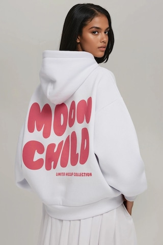 Hiccup Oversize Baskılı Kapüşonlu Sweatshirt Tozlu Beyaz
