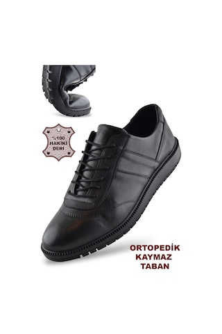 Papatay 1050 Ortopedik Taban Hakiki Deri Erkek Ayakkabı Kışlık-mevsimlik Kaymaz Taban Siyah