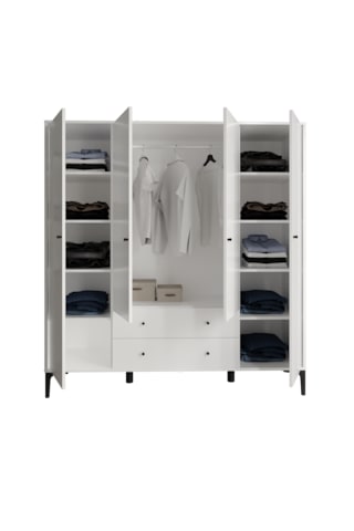 Focus White 4 Kapaklı,2 Çekmeceli Dolap/gardırop %100mdf