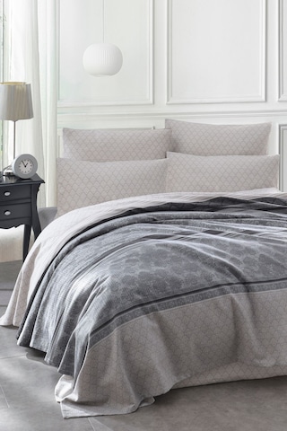 Enlora Home Baskılı Pike Takımı Tek Kişilik Creative Gri