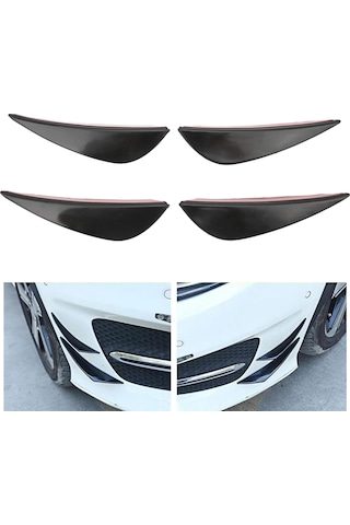 Lemestar Araba Ön Tampon Hava Bıçağı - Pvc Dayanıklı Spoiler - Rüzgar Direncini Azaltır - Genel Uyumlu Parlak Siyah