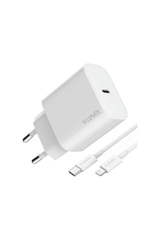 X-level 20w Hızlı Şarj Adaptör Seti - Type-c&apos Den Lightning Kablolu, Pd/qc/pps Destekli, Akım Korumalı, Kompakt, Akıllı Çip, 3a, Xc4045, Beyaz