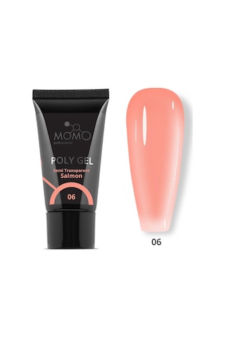 Momo Professional Protez Tırnak İçin Poly Gel Poli Jel No.06 Yarı Şeffaf Somon 30 Gr