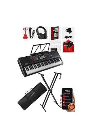 Midex Ps-1800bk-set 61 Tuşlu Kaliteli Org Dijital Ekranlı Stand Kulaklık Çanta Notalık Adaptör Sticker Metod