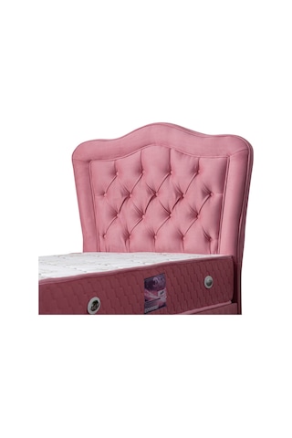 Setaymobilya Baza, Camelli Pembe Tek Kişilik Baza + Başlık + Ortopedik Yatak